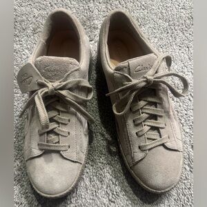 Clark’s Women’s Suede Sneakers in sand color, size 9 1/2